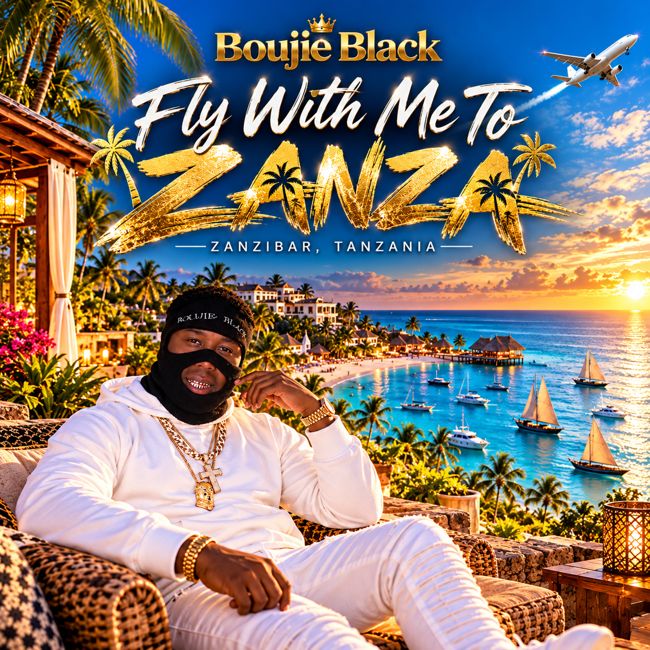 Fly With Me To Zanza official single cover by Boujie Black
